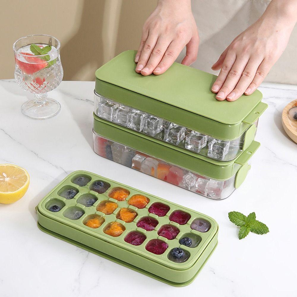 21 Grids Pressing Ice Cube Molds Reusable Ice Maker Non-toxic Ice Storage Box  Kitchen Tools