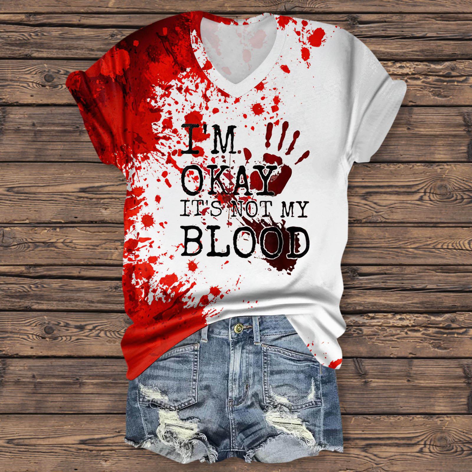 

Женская мода повседневная рубашка с рукавом три четверти и принтом букв на Хэллоуин XL