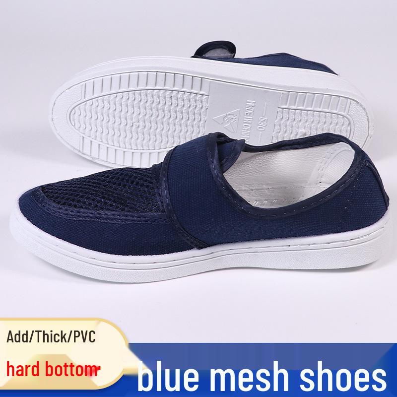 Anti-Static Velcro Mesh Shoes with Thick PU Sole for Cleanroom and Laboratory Use