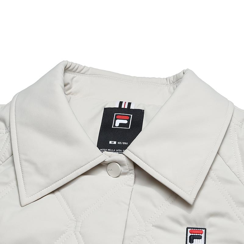 FILA Heritage Classic Minimalist Fashionable Casual Versatile Comfortable Warm Mid-Length Cotton Coat Women coats Light-Khaki F11W618908FLK