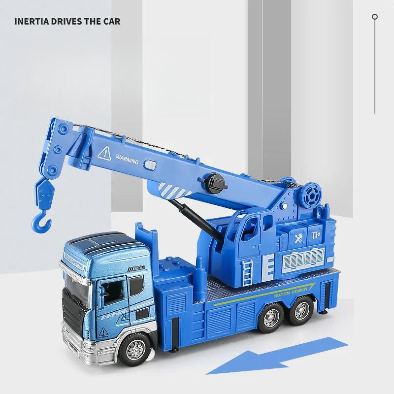 136 Die Cast Alloy Engineering Car Model Playset Simulation Fire Game Rescue Tower Car Echo Sound Light Kids Birthday Gift B158