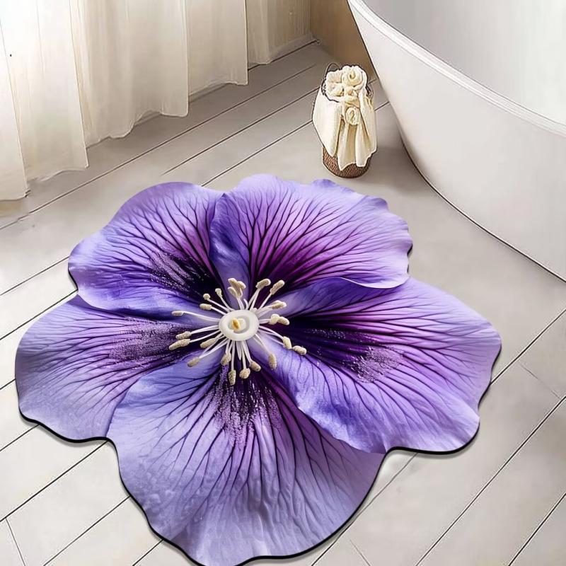 3D Floral Carpet Irregular Shaped Floor Mat for Kitchen Bathroom Bathroom Door Non Slip Mat