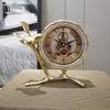 Luxury 6inch Gold Table Clock with Bird Design, Vintage Mechanical Skeleton Desk Clock, European Style Metal Art Ornament