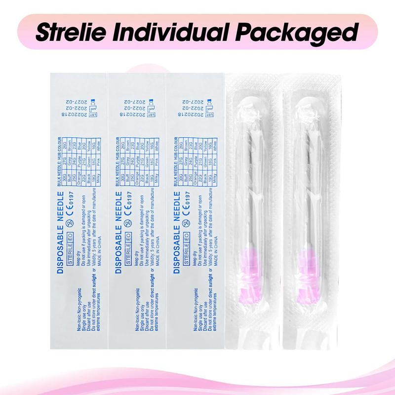 100pcs/Box Sterile Pointed Syringe Needles 1inch 1.5inch 18G-27G Stainless Steel for Liquid Dispensing Lab Vet Pet Injection