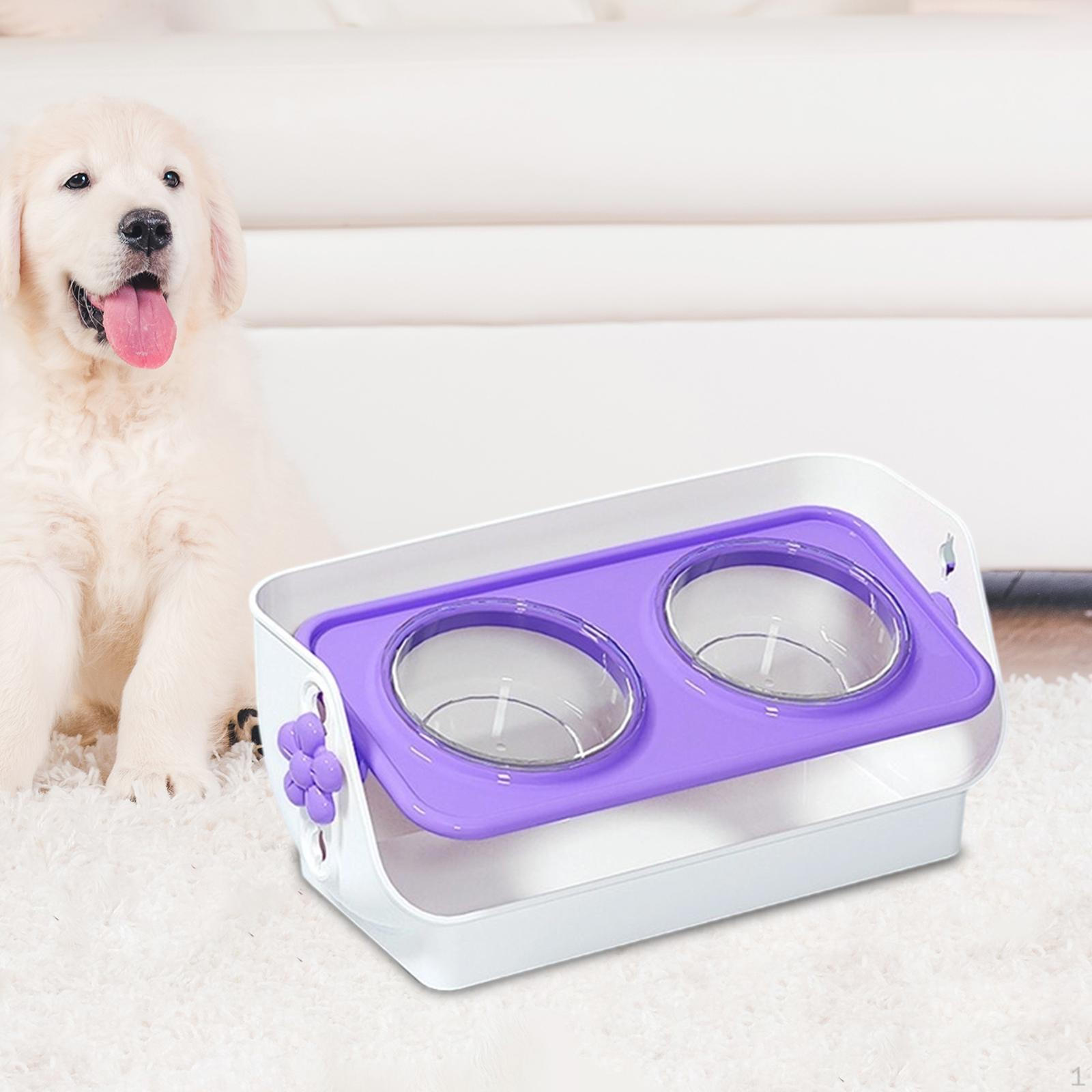 

Dog Bowls Cat Feeding Elevated 3 Heights Adjustable Water Drinking Dish Stable Neck Protection фиолетовый