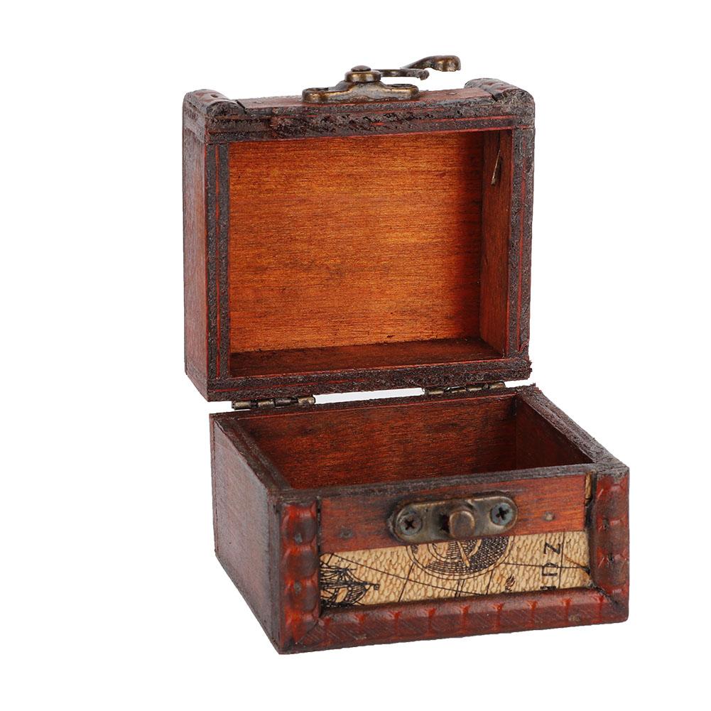 

Mini Vintage Handcraft Wooden Jewelry Box Container Ring Earring Storage Holder (Map)