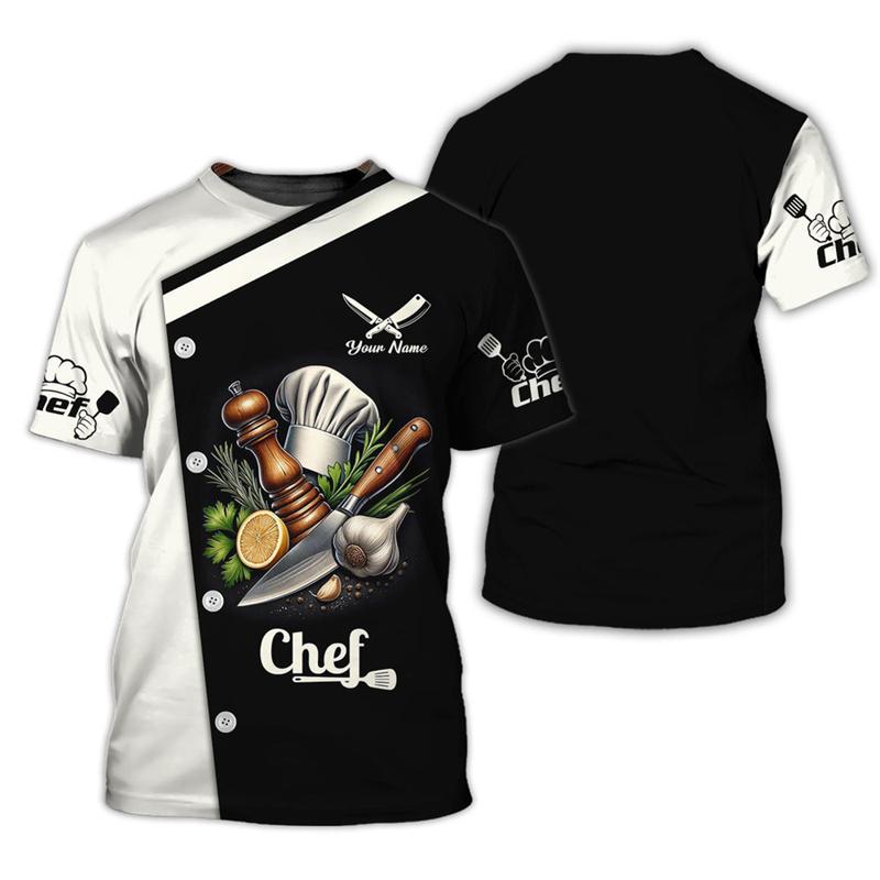 Chef Work T-shirt for Men Personality Pattern O-neck Funny T Shirts 3D Print Fashion Trendy Cook Tee Top Novelties 2025 New