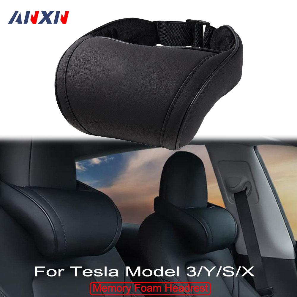 

ANXN 100% Memory Foam Neck Support Pillow For Tesla Model 3 X S Y Mircofiber Leather Hanging Car Seat Headrest Cushion