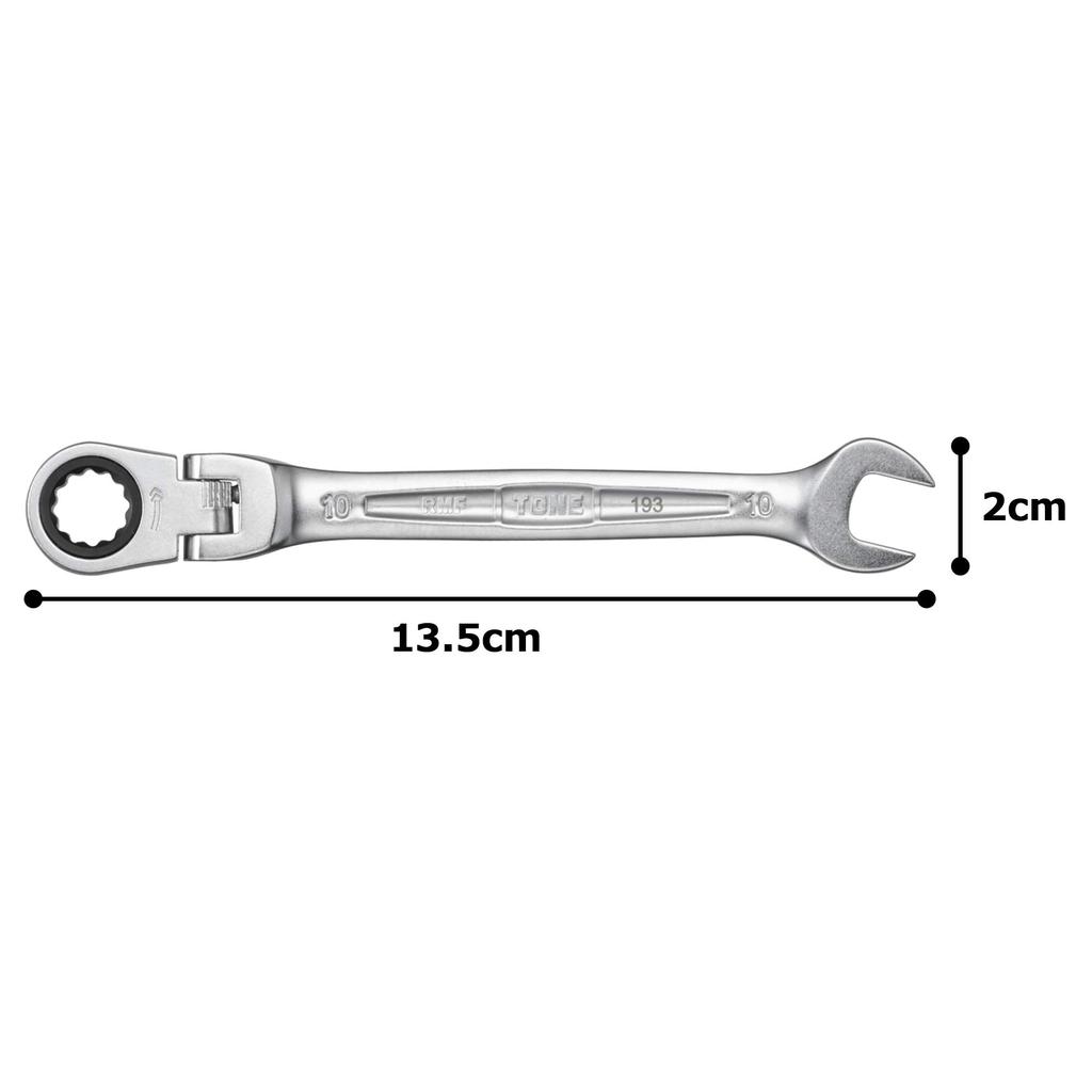 TONE Swivel Ratchet Combination 10mm Jaw Opening RMF-10 Wrench,