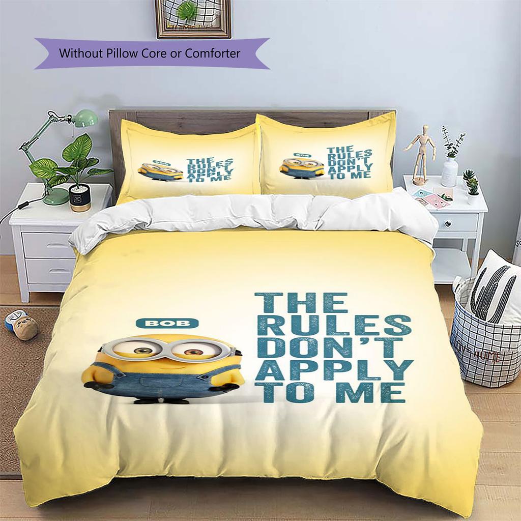 Jorge The Minion's Adorable Greeting: A Comfortable and Cozy Bedding Set—the Perfect Choice To Decorate Your Bedroom.