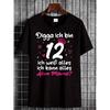 Party Celebration T-Shirt Featuring a Crown, Stars, Hearts, And German Text for a 12Th Birthday