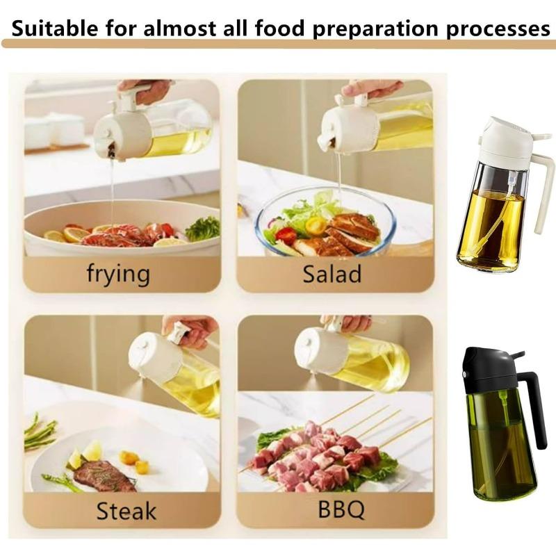 2 In 1 Olive Oil Dispenser Glass Olive Oil Sprayer for Cooking – Bottle for Air Fryer Accessories,Salad, BBQ,Kitchen Gadgets