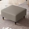 Faux Leather Ottoman Stool with Solid Wood Base, Modern Footrest for Living Room, Adjustable Padded Step Stool Shoe Bench