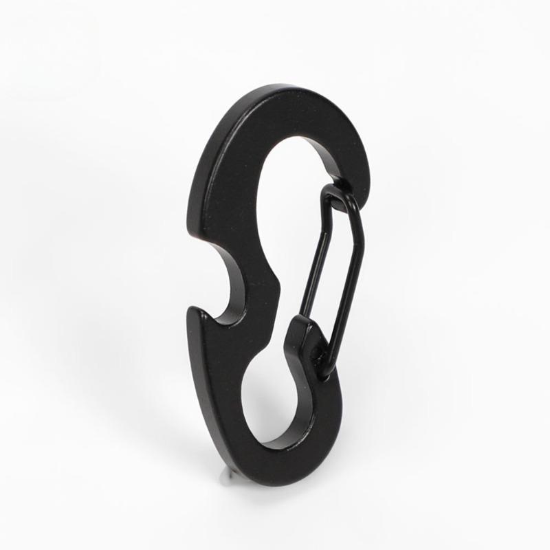2Pcs Black Everyday Carry Multi Tool D Ring Carabiner with Bottle Opener Spring Hook for Outdoor Keys Gear Camping Hiking Tools