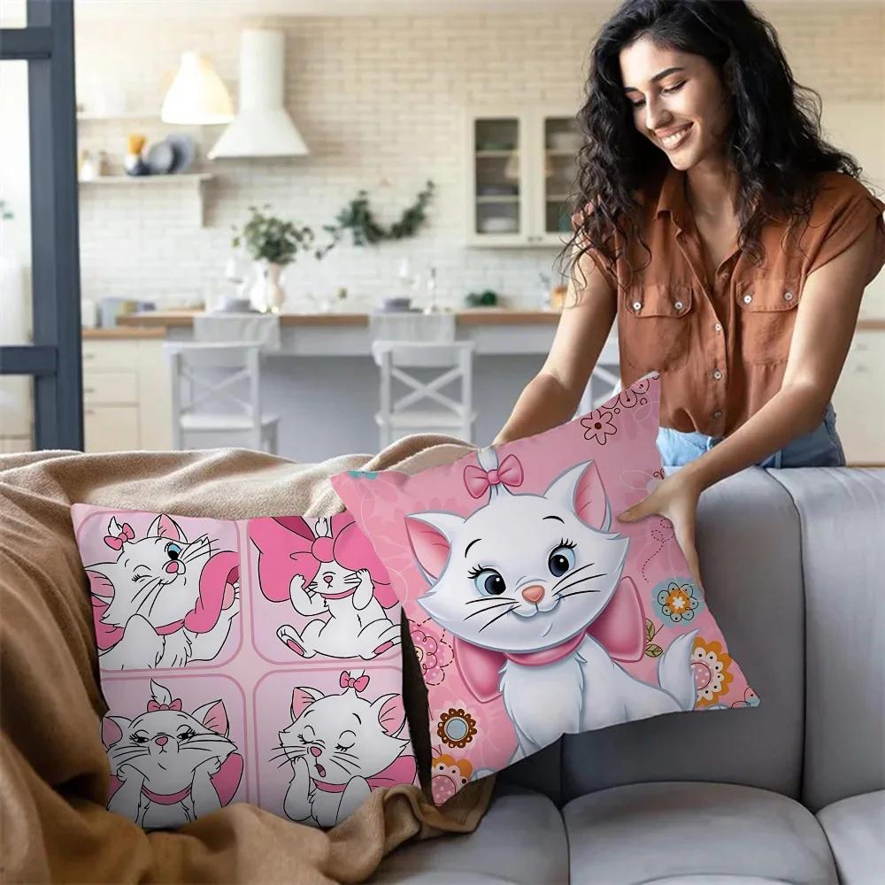 Cute Mary Cat Disneys Pillow Covers Cartoon Sofa Decorative Home Double-sided Printing Short Plush Cute Cushion Cover