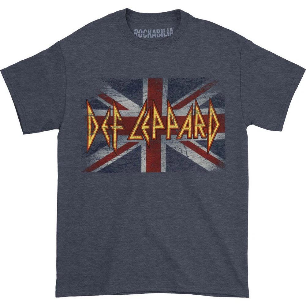 Officially licensed Def Leppard Union Jack Unisexs Grey T Shirt Def Leppard Tee S
