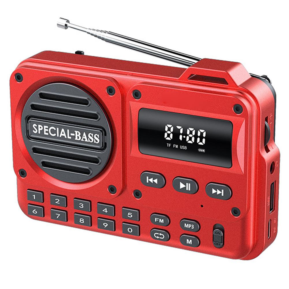 

Міні транзисторне радіо з динаміком 2000 мАг Радіо на батарейках Bluetooth-сумісне/TF Перезаряджуване для бігу їзди на велосипеді червоний