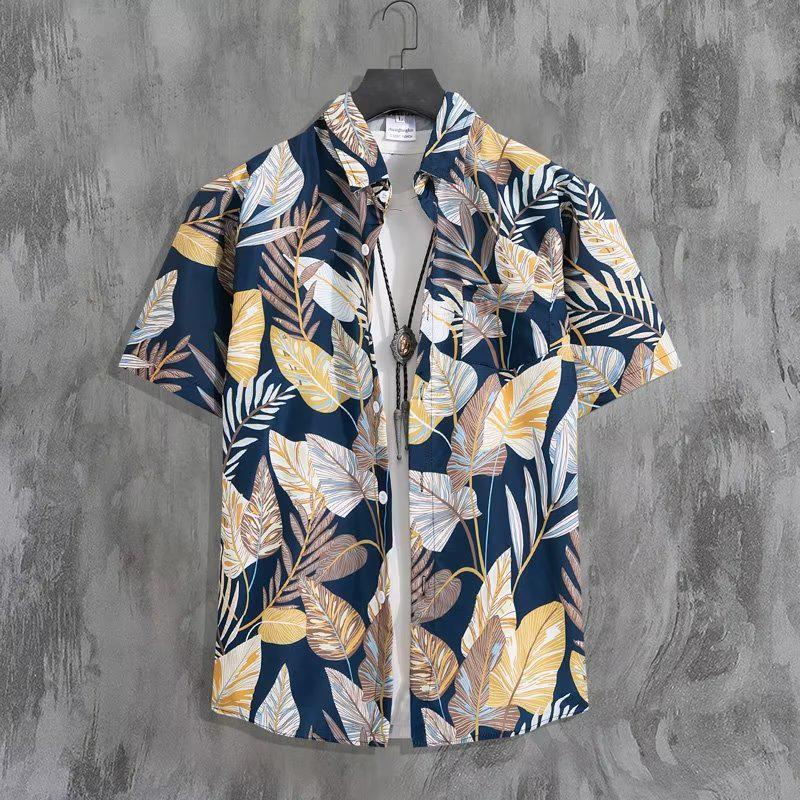 Men's Casual Floral Beachwear Shirt - Short Sleeve, Ideal for Summer Travel in Sanya or Thailand