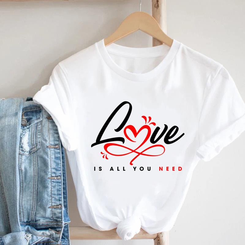 (Asian Size) love trend style  Lady Female Top Printed Women Tee Clothing Casual T Shirt Fashion Graphic Short Sleeve T-shirts