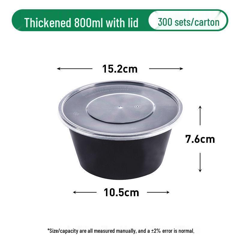 Black Round Disposable Food Containers: Thickened Soup and Fast Food Bowls