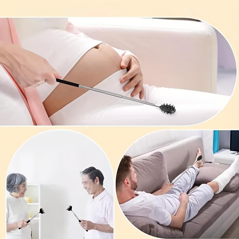 A Retractable Prickly Cactus Back Scratcher Made of Heavy-Duty PVC Featuring Adjustable Length for Single-Handed Use