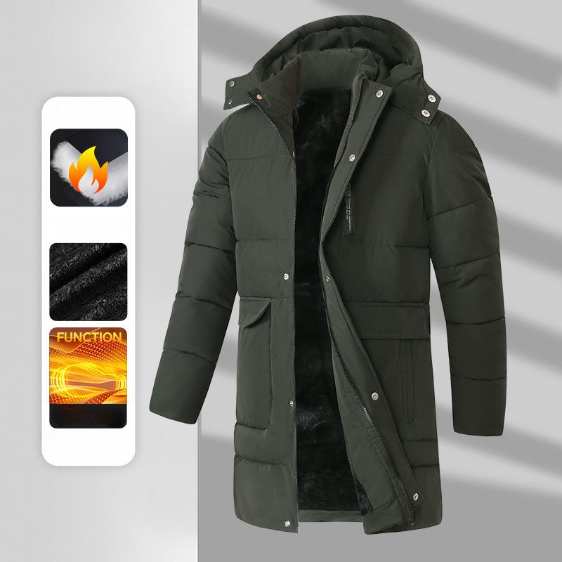 New Men's Winter Coat Outdoor Casual Sports Windproof Hooded Thick Warm Winter Clothing Long Coat Cotton Jacket Male Parka