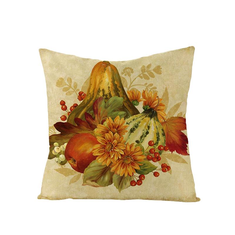 Thanksgiving Cushion Cover Pumpkin Print Harvest Polyester Cushion Cover Office Sofa Cushion Cover