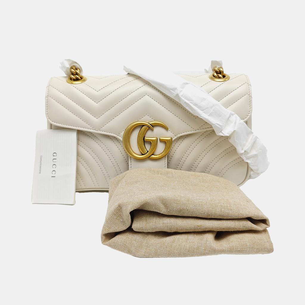[Pre-Owned] GG Marmont Gold Logo Quilted Chain Shoulder Bag Small - Excellent #AOZ8Z1