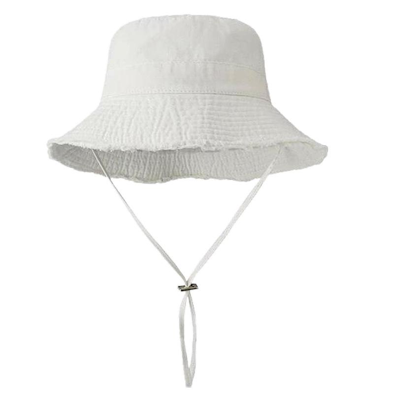 Japonský bavlněný klobouk typu bucket hat s raw hranou, jednobarevný, dámský barevný sluneční klobouk pro cestování a nakupování, sluneční clona, Panama klobouk
