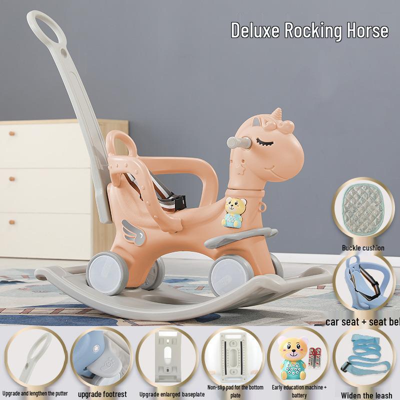 Children’s Wooden 2-in-1 Rocking Horse & Stroller - Ideal Birthday Gift for One-Year-Olds