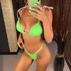 Sexy Micro Thong Neon Bikini Female Swimsuit Women Swimwear Two-pieces Bikini Set High Leg Cut Bather Bathing Suit Swim