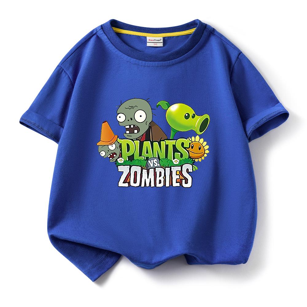 Plants Vs. Zombies Kids' Pure Cotton T-Shirt - Boys and Girls Summer Short Sleeve Loose Breathable Top