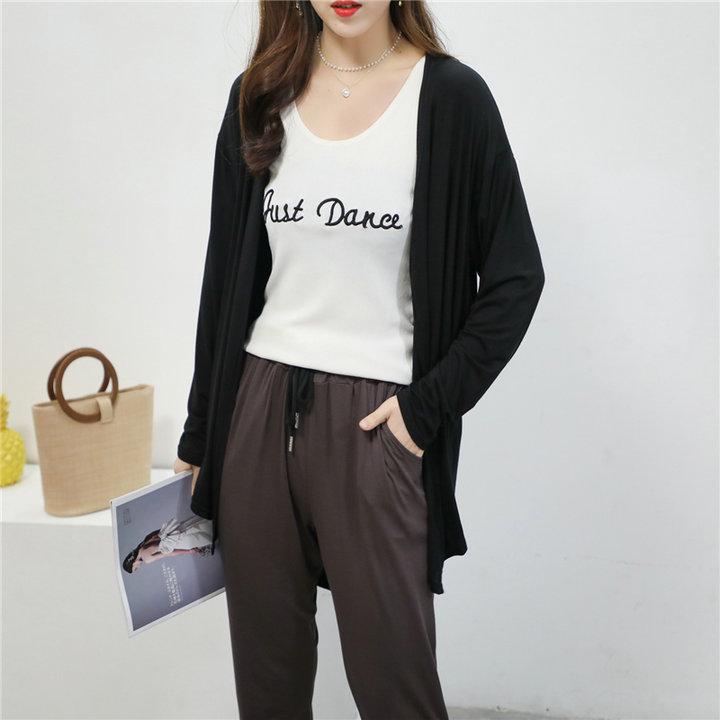 Women's Plus Size Mid-Length Cardigan: Spring/Summer Korean Style Shawl-Coat in Lightweight, Solid Colors