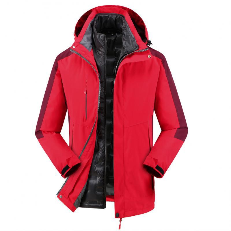 Custom Logo 3-in-1 Windbreaker with Fleece Down, Warm Jacket for Autumn/Winter, Embroidered Workwear.