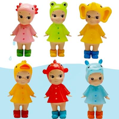 6 szt./zestaw Seria Deszczowa Tajemnicze Pudełko Urocze Mini Figurki Modele Kawaii Tajemnicze Pudełko Dekoracja Biurka Pokoju Zabawki Prezenty dla Fanów Dzieci