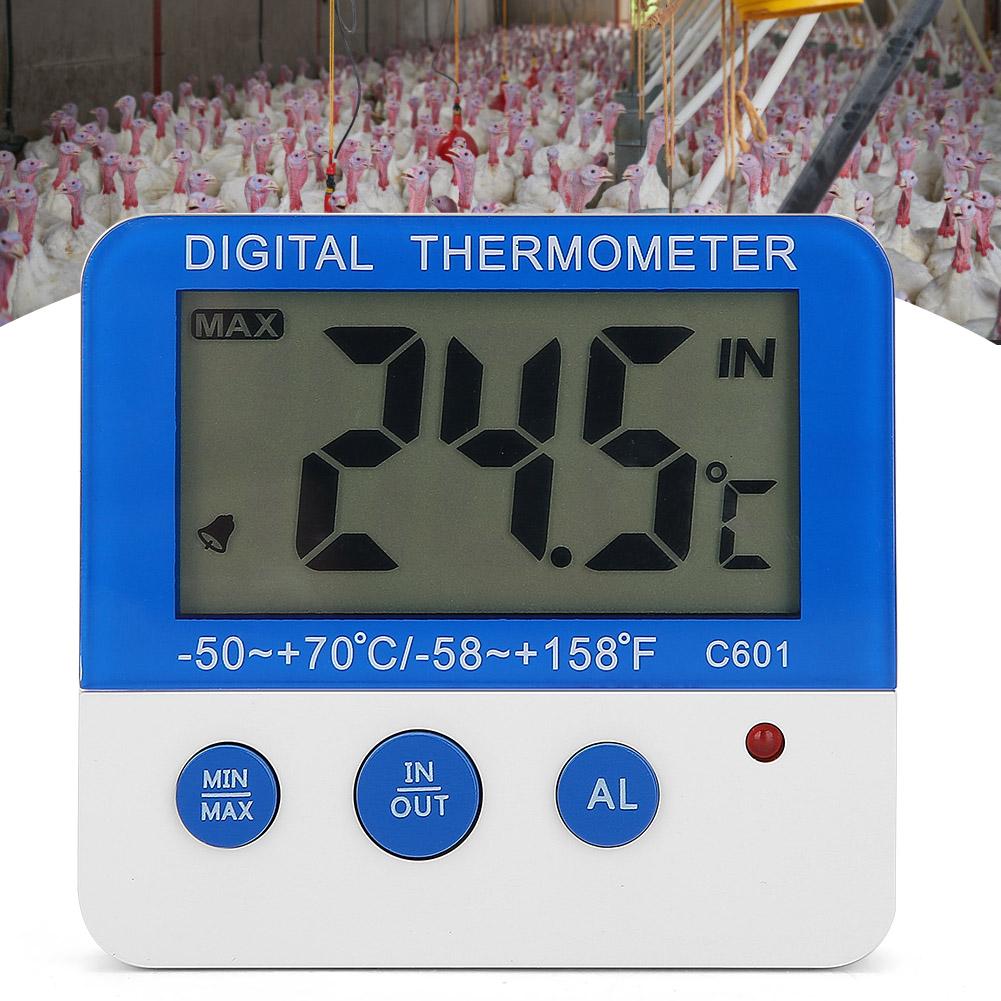 ABS Indoor Outdoor Large LCD Display Mini Alarm Thermometer Livestock Farm Electronic Temperature