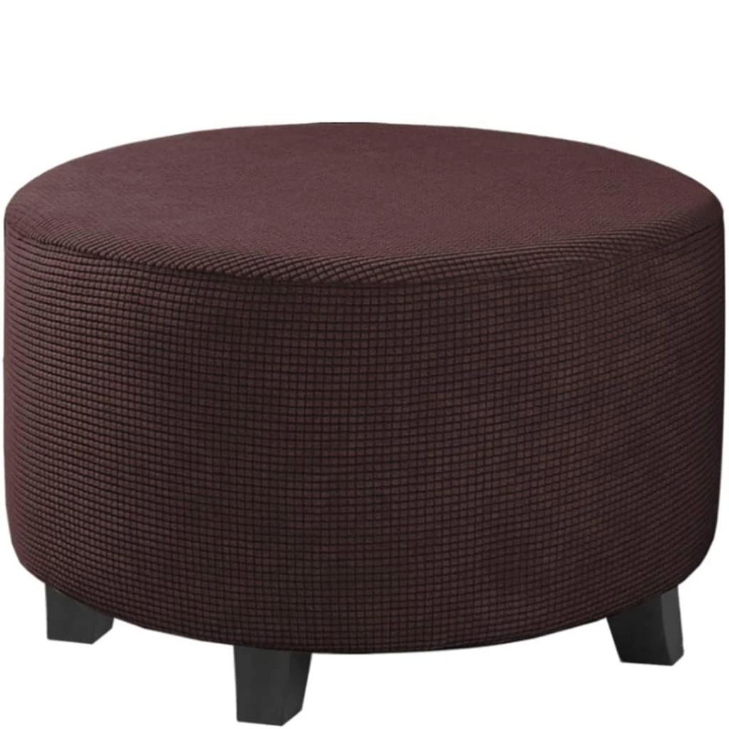 Jacquard Ottoman Cover Stretch Ottoman Slipcover Round Ottoman Storage Cover Folding Stool Covers Furniture Protector Cover