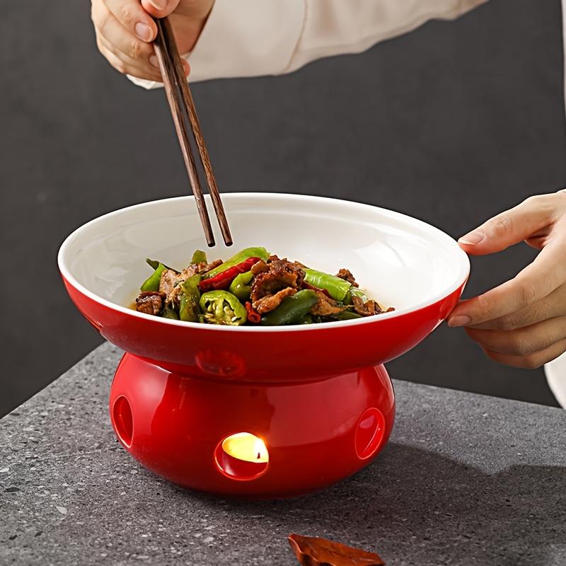 1 Set Insulated Hot Pot Plate Base with Heating Function, Commercial Ceramic Dish for Restaurants and Dining Ware