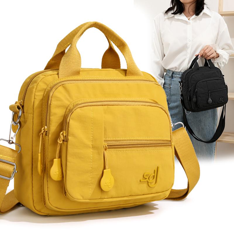 Mini Zaino in Nylon da Donna, Borsa a Tracolla Leggera con Tasche Multiple