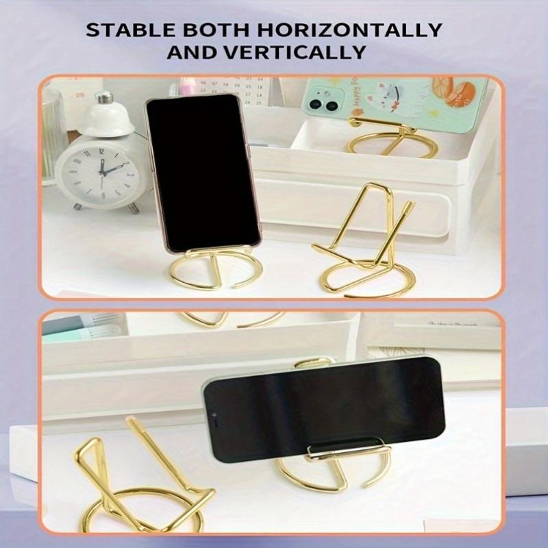 1PC Golden Desktop Mobile Phone Holder, Simple Desktop Reading Display Holder Business Card Holder