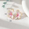 2026 Nieuwe Trendy Roze Kleurverloop Druipolie Bloem Oorbellen Studs voor Vrouwen Temperament Metalen Vlinder Oorbellen Mode Sieraden Cadeaus