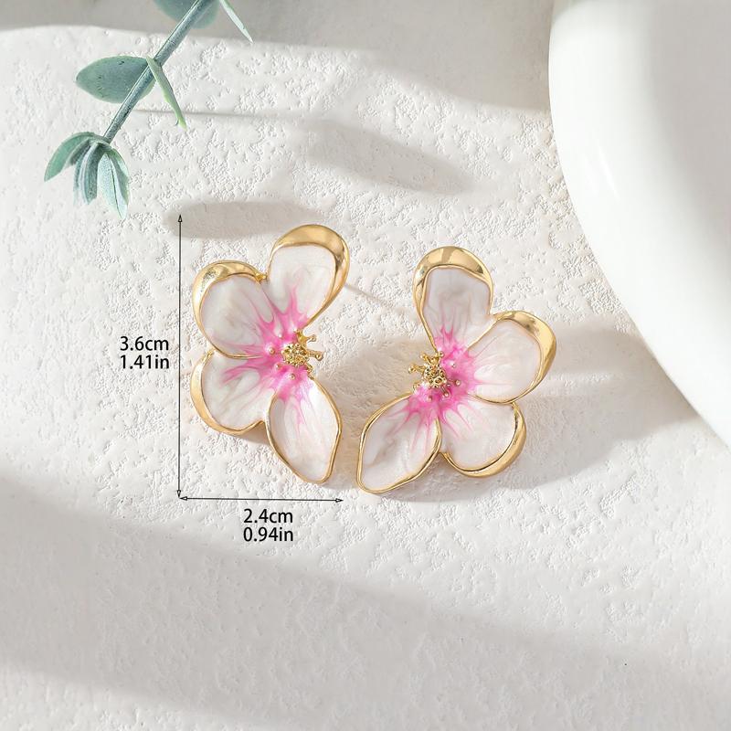 2026 Nieuwe Trendy Roze Kleurverloop Druipolie Bloem Oorbellen Studs voor Vrouwen Temperament Metalen Vlinder Oorbellen Mode Sieraden Cadeaus