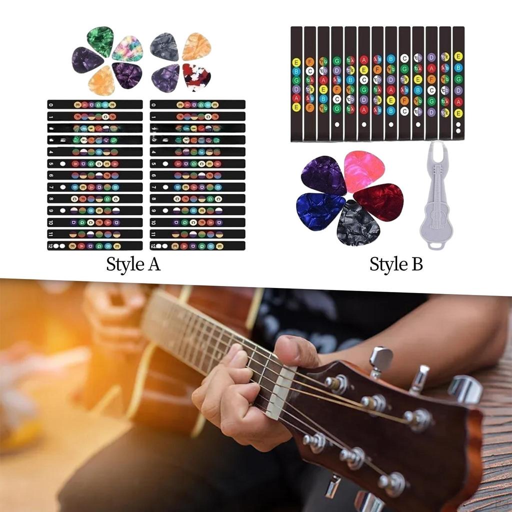 Easy Learning Guitar Fretboard Stickers and Picks: Master Your Musical