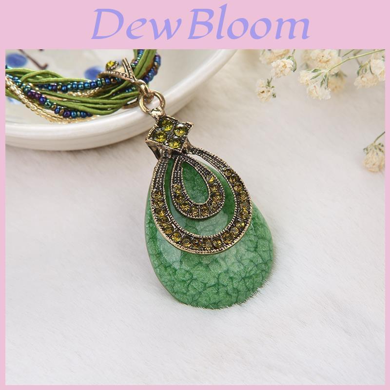 Collana Bohemienne con Ciondolo a Goccia d'Acqua Realizzata in Resina e Plastica per Donne Casual