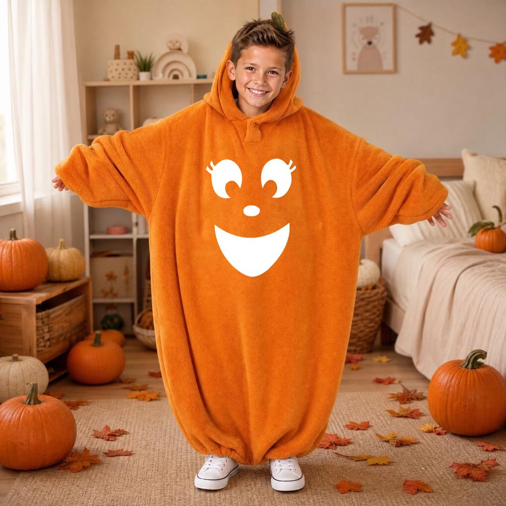 Kids' Halloween Printed Flannel Romper Pajama Set for Loungewear