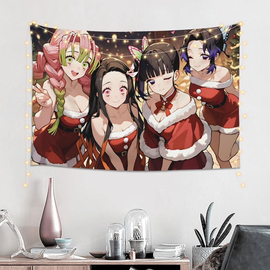 Halloween Demon Slayer Cutecore Tapestry Wall Hanging Blanket Tapestry Home Decor Items Wall Decorations