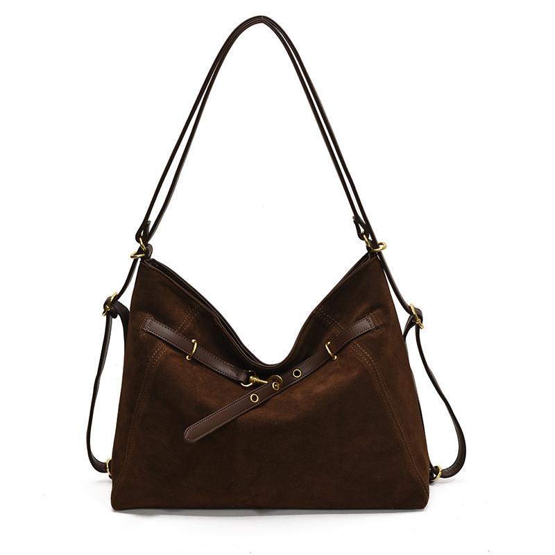 IELGY Retro Large-Capacity Matte Texture Tote Bag Fashion Casual Commuter Shoulder Messenger Bag