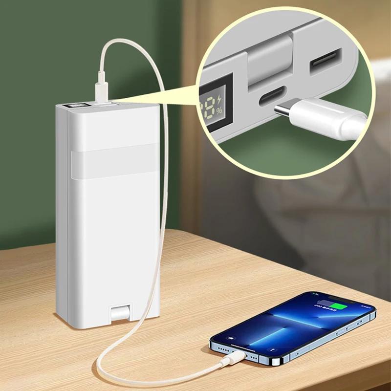 LED Desk Lamp 6000mAH Portable Foldable Lamp With Clock USB Charging Type Fold Energy Saving Rechargeable LED Reading Light