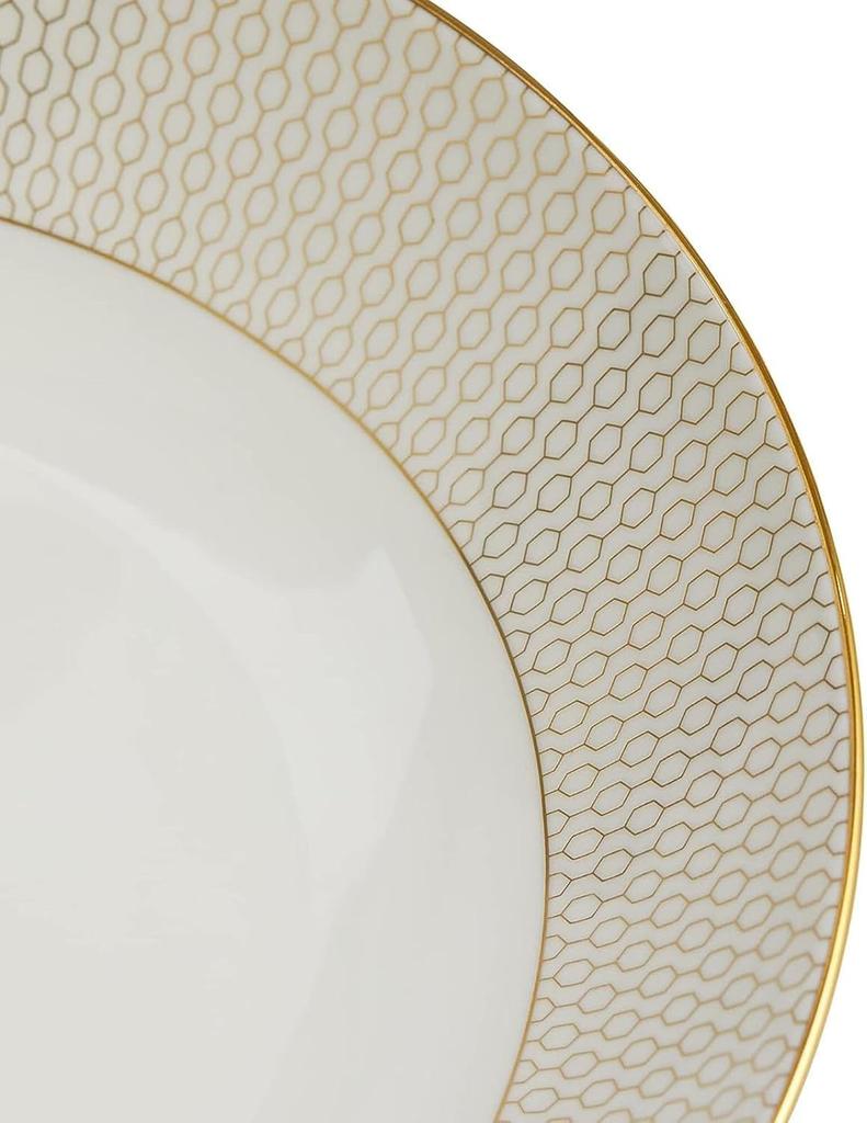 Official Wedding Geo Gold Wedding Tableware Wedding Gift for the Bride and Authentic Imported [Wedgwood Wrapping] Bowl/Dish, Approx. 24cm, White.