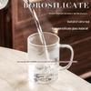 High-Temperature Resistant Borosilicate Glass Cup with Flat Bottom, Lid, and Handle - Explosion-Proof for Tea or Milk